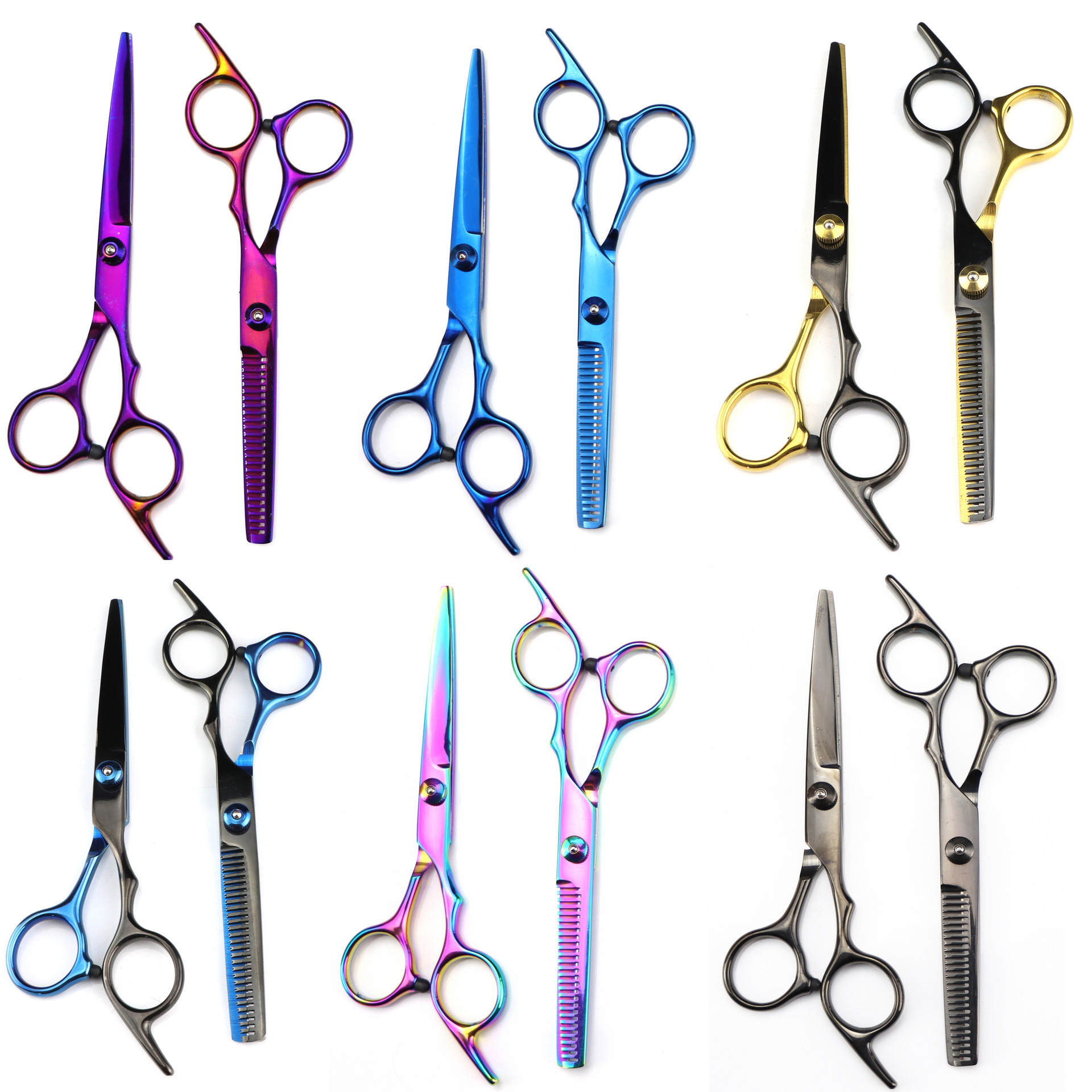 6.0 inch affordable color high screw oblique tail hairdressing hairdressing scissors flat scissors bangs thin scissors 7 color optional
