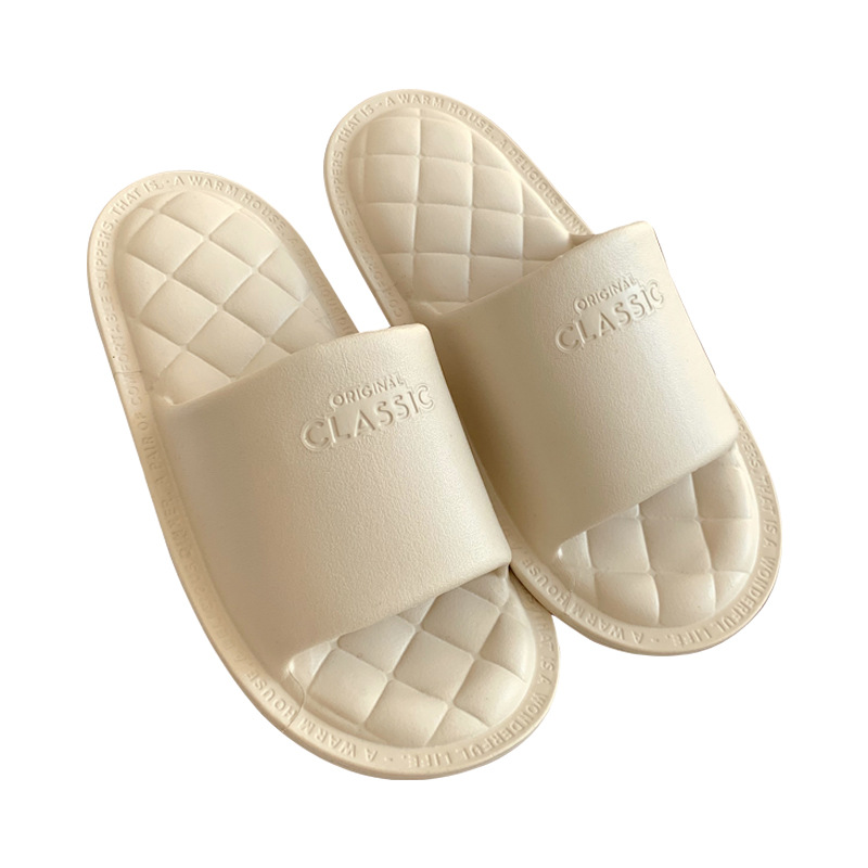 Soft Bottom Slip-on Feeling Home Bedroom Floor Slippers New Comfortable and Personalized Simple Rhombic Bottom Summer Slippers for Women