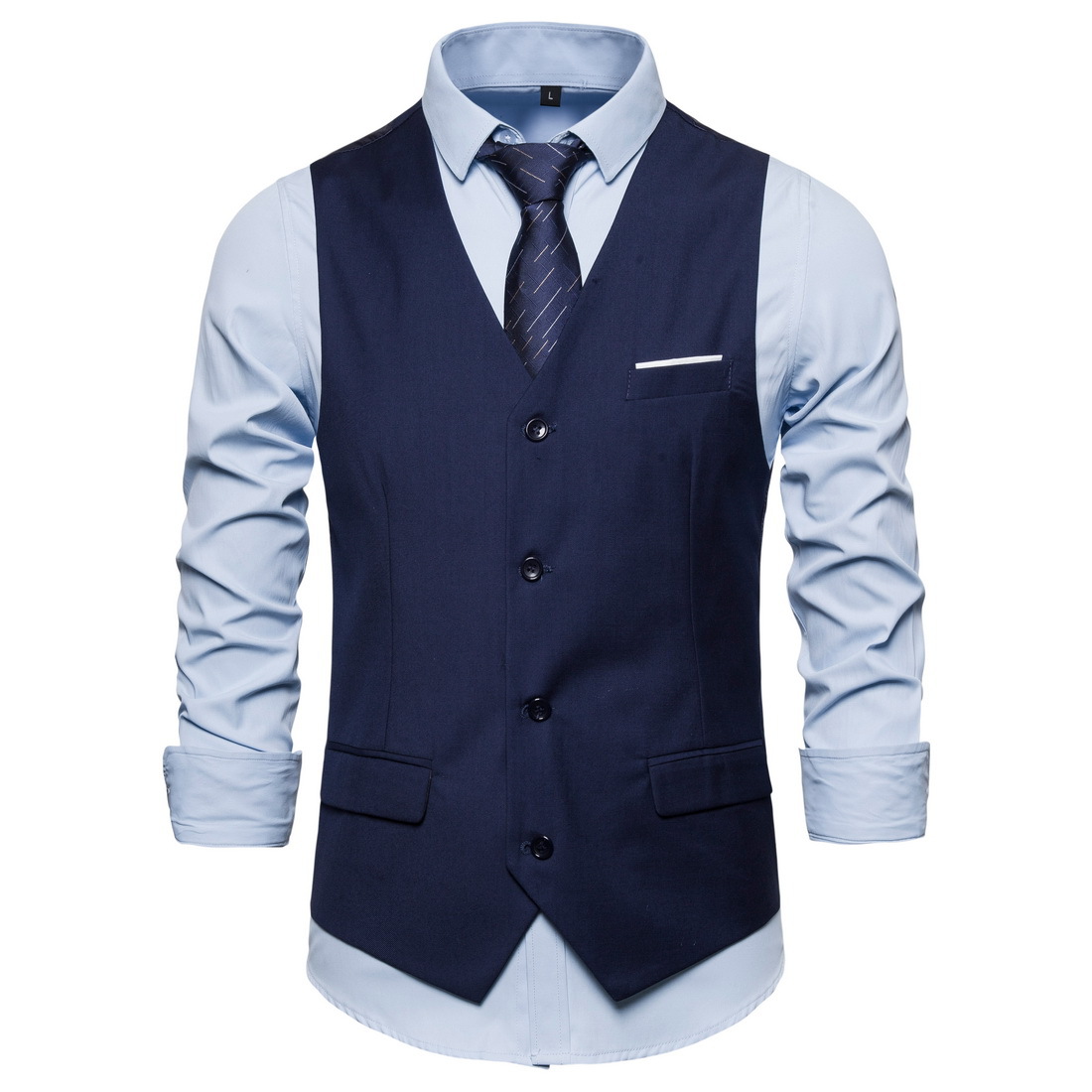 2023 Foreign Trade New Men's Large Size Suit Vest Korean Men's Solid Color Casual Business Single-breasted Vest