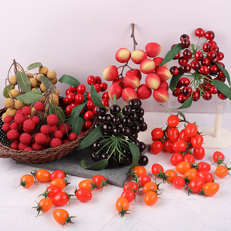 Simulation Fruit String Longan Longan String Virgin Fruit Litchi String Cherry String Shooting Props Fruit Shop Decoration