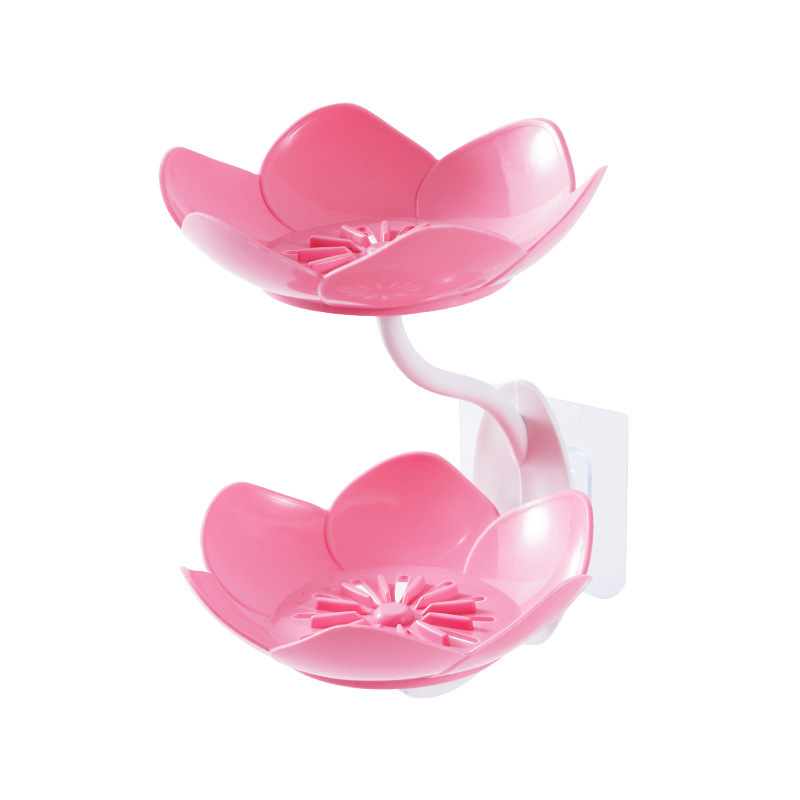 Lotus soap box punch-free wall-mounted double-layer draining Flower soap soap box soap rack bathroom storage rack