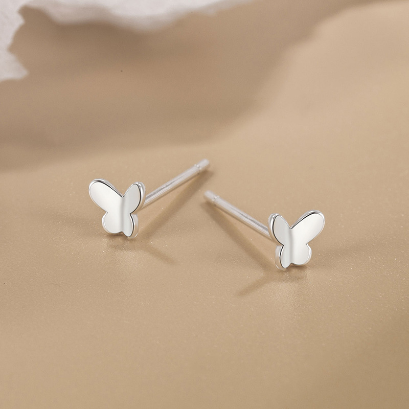 Butterfly stud earrings women's fashionable high-grade zircon ear bone nails sleep free pick 2023 popular mini animal cute Daily