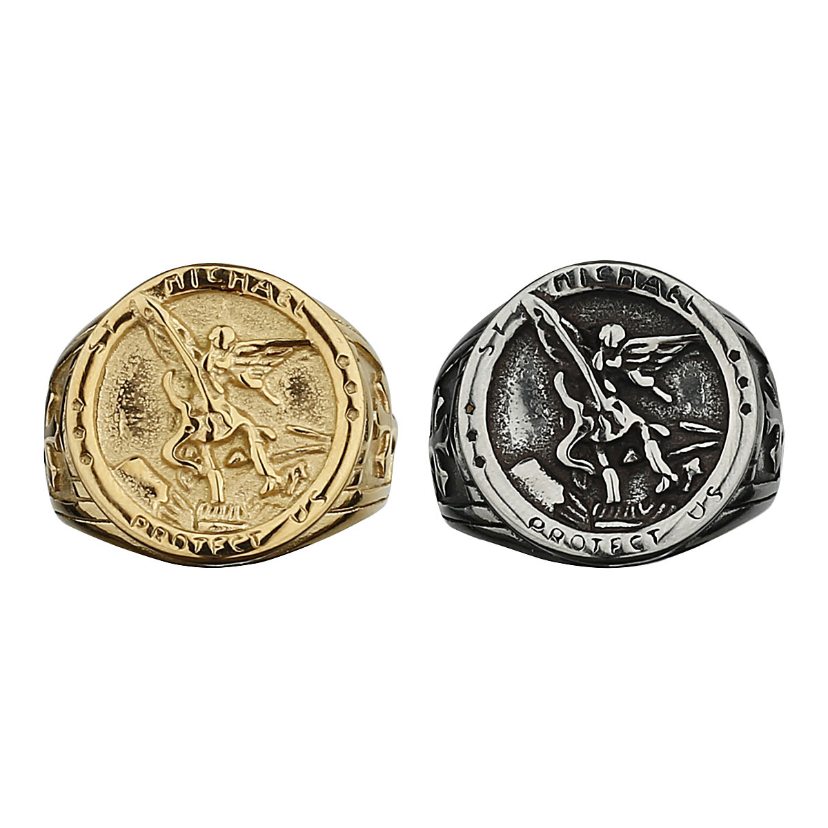 European and American Ancient Greek Mythology Jihad Angel Titanium Steel Ring Men's Religious Fashion Stainless Steel Ring Jewelry