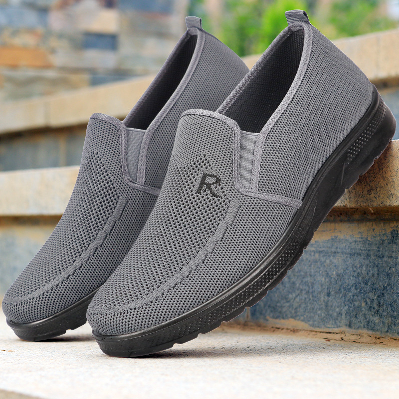 Shoes Men's 2024 New Foreign Trade Men's Shoes Polyurethane Men's Flying Woven Shoes Slip-on Soft Sole Casual Shoes Sneakers