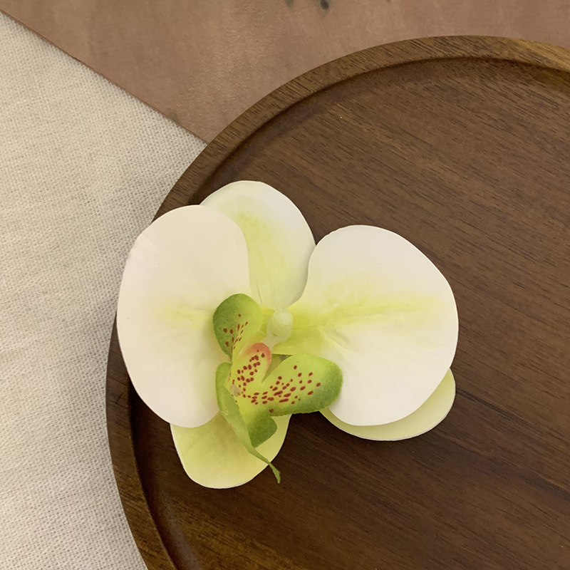 Wearing flower phalaenopsis side clip hairpin in this world, atmosphere feeling, photo, hair clip, seaside holiday hair accessories, headdress_voghion.com