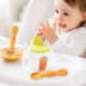 Baby feeding silicone food supplement soft spoon infant training learn to eat licking spoon puree rice paste sticky spoon wholesale