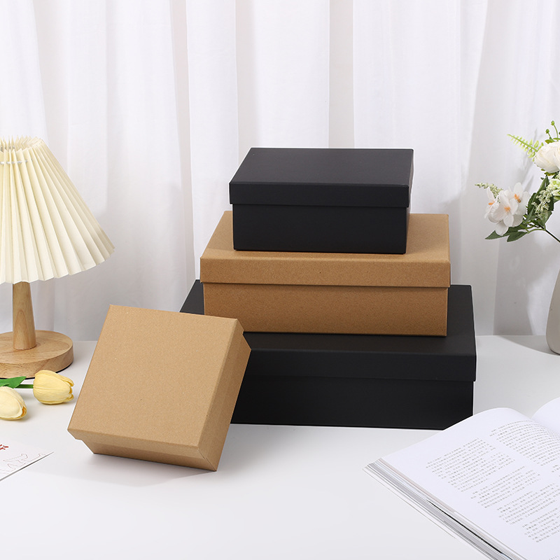 Heaven and Earth Cover Black Birthday Gift Box Accompanying Gift Box Large Rectangular Box Kraft Paper Gift Packaging Box
