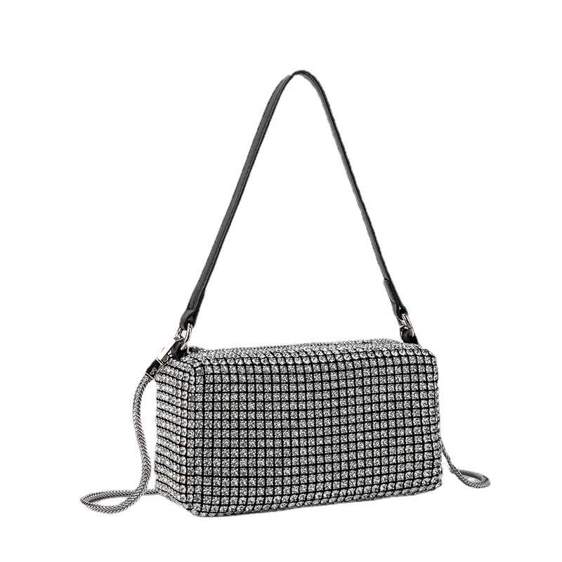 Fashionable Pearl King Water Girl Diamond Bag 2024 Summer New Shiny Full Diamond Crossbody Handheld Armpit Bag