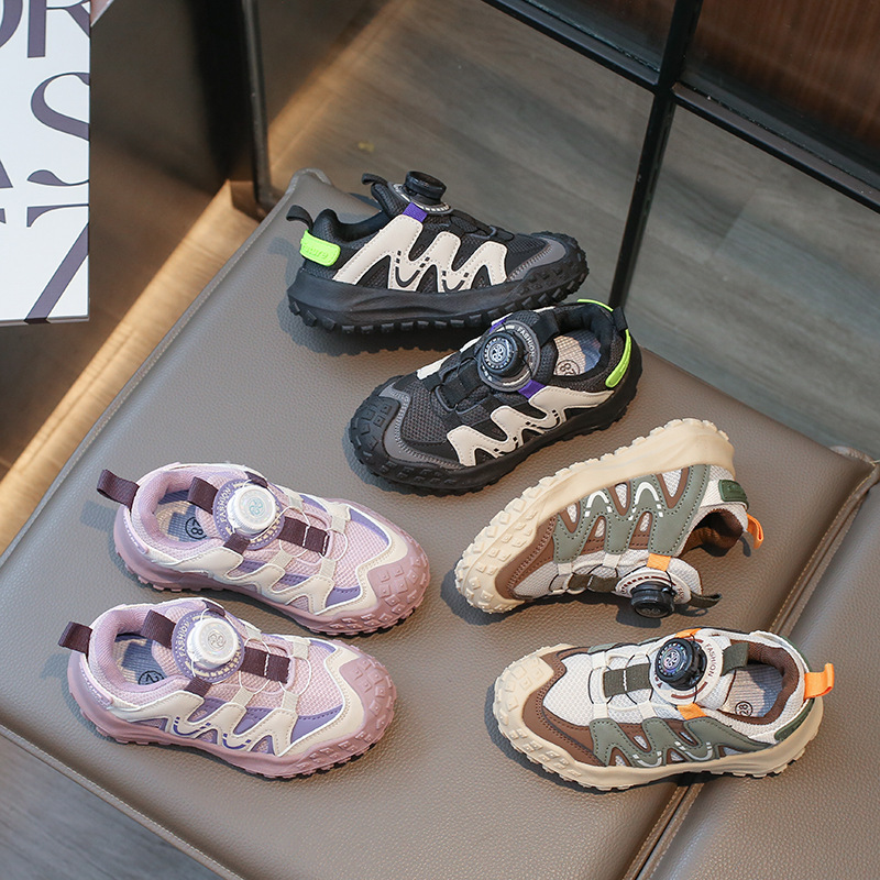 Girls' sneaker 2023 spring and autumn children's shoes rotating button autumn new little girl lightweight argan shoes