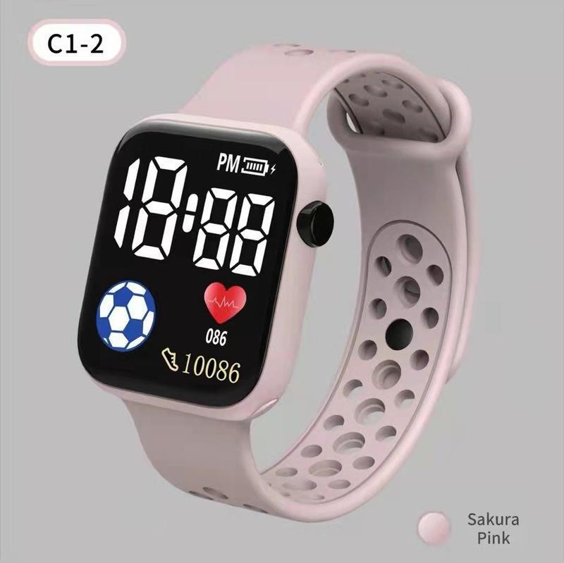 New LED electronic watch C1-2 football Square Apple waterproof digital sports student LED electronic watch