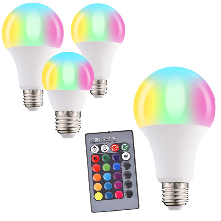 Color changing remote control bulb lamp with memory led colorful rgb bulb color bulb A60 plastic coated aluminum constant current A19