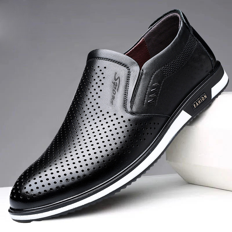 Leather Shoes Men's plus size Foreign Trade Spring and Autumn Men's Casual Breathable British Foot Hollow Breathable Comfortable Walking Men's Shoes