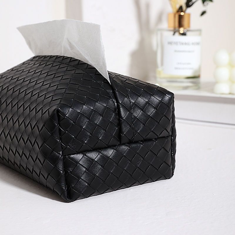 Woven leather tissue box car light luxury desktop storage box leather tissue box bedroom restaurant napkin carton