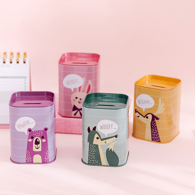 New Internet Celebrity Tinplate Piggy Bank Cartoon Creative Pen Holder Children's Cute Piggy Bank Gift Factory Direct Supply
