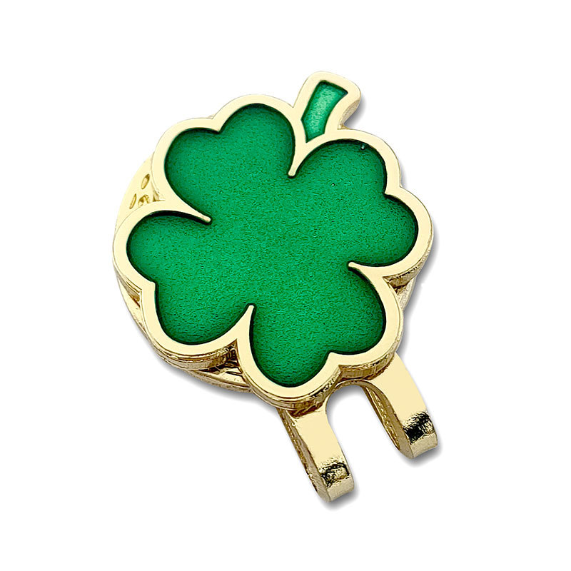 Stock golf ball logo cap clip blank four-leaf clover ball Gold Green cap badge blank can be laser logo