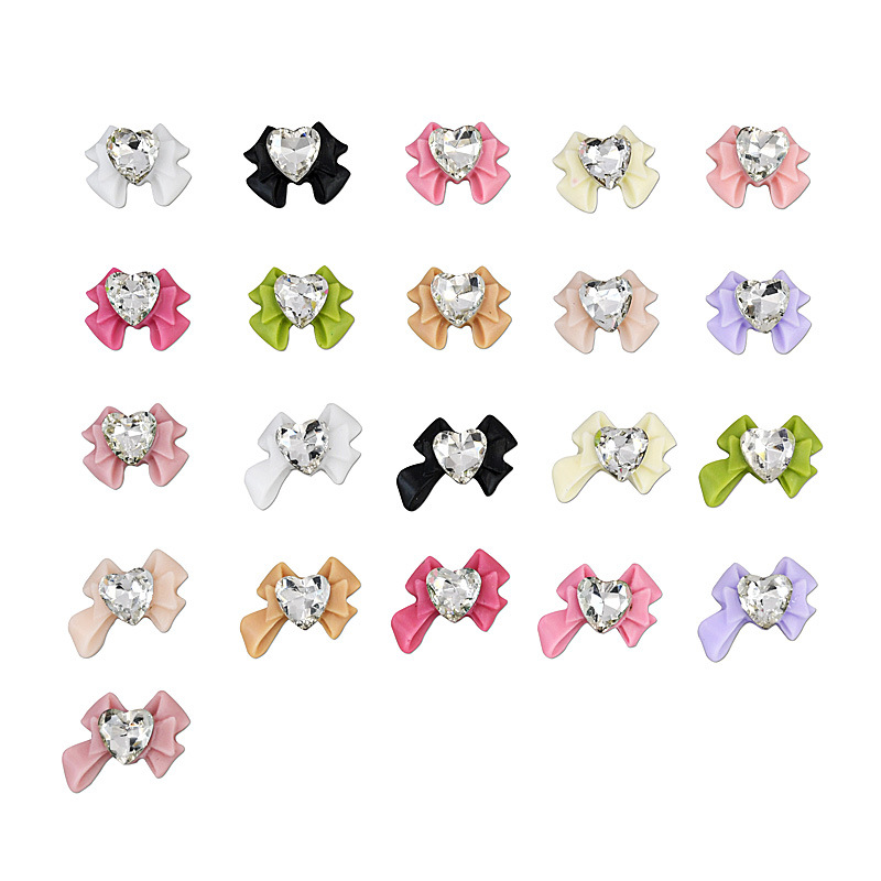 Explosive Dragon heart resin bow love diamond ornaments mixed beautiful girl nails diy accessories nail jewelry wholesale