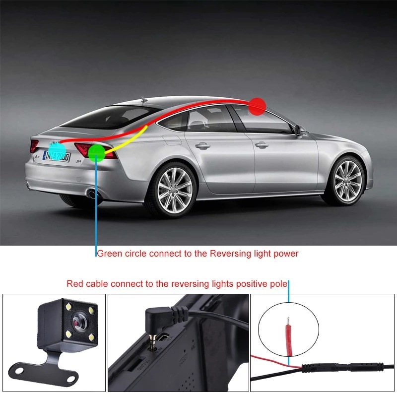 Cross-border e-commerce auto supplies Car Rearview Mirror Puqing rearview camera 5PIN car camera English version