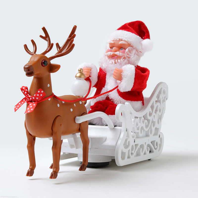Deer pull car music Electric Santa Claus children's toy Christmas gift desktop Christmas decoration Christmas decoration