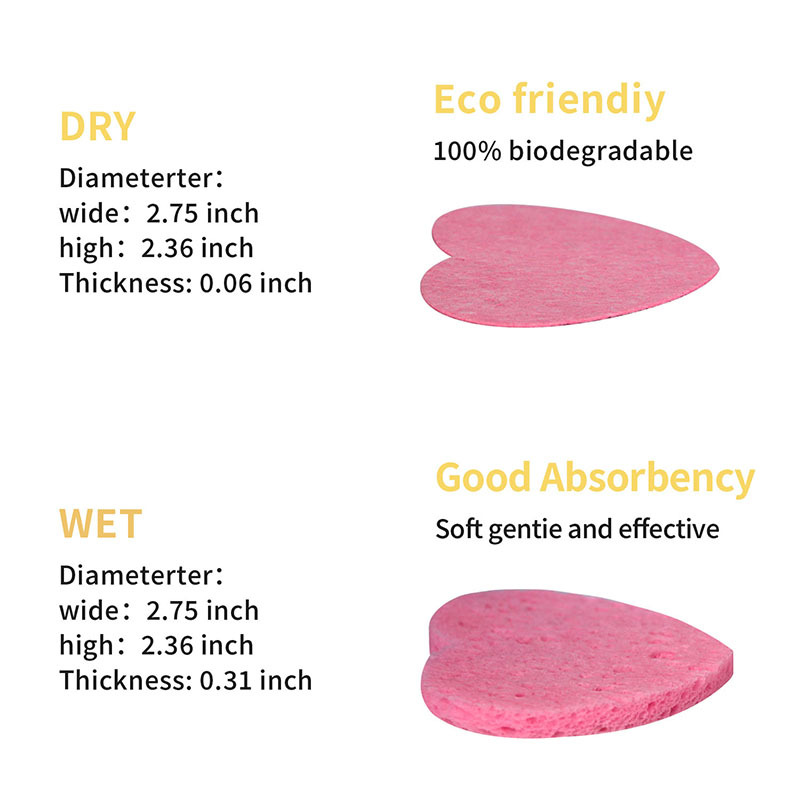 Amazon Hot Pink Heart-shaped Compressed Wash Wooden Pulp Cotton in Water to Bigger Cleansing Face 50 Pieces Set