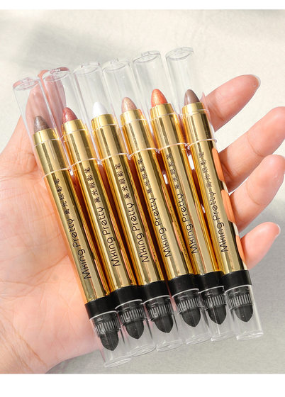 MKING Lazy Eye Makeup Highlight Eye Shadow Pen Sleeping Silkworm Pen Double Head Eye Shadow Stick Not Sizzling Eye Makeup High Glow Cream