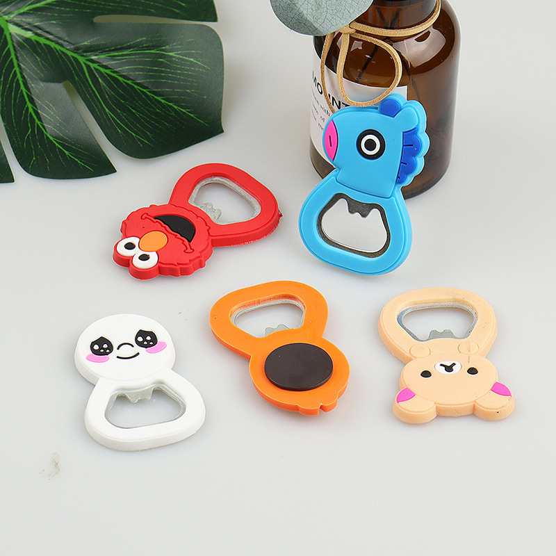 Factory wholesale cartoon keychain bottle opener pvc soft glue bottle opener beer bottle opener refrigerator bottle opener