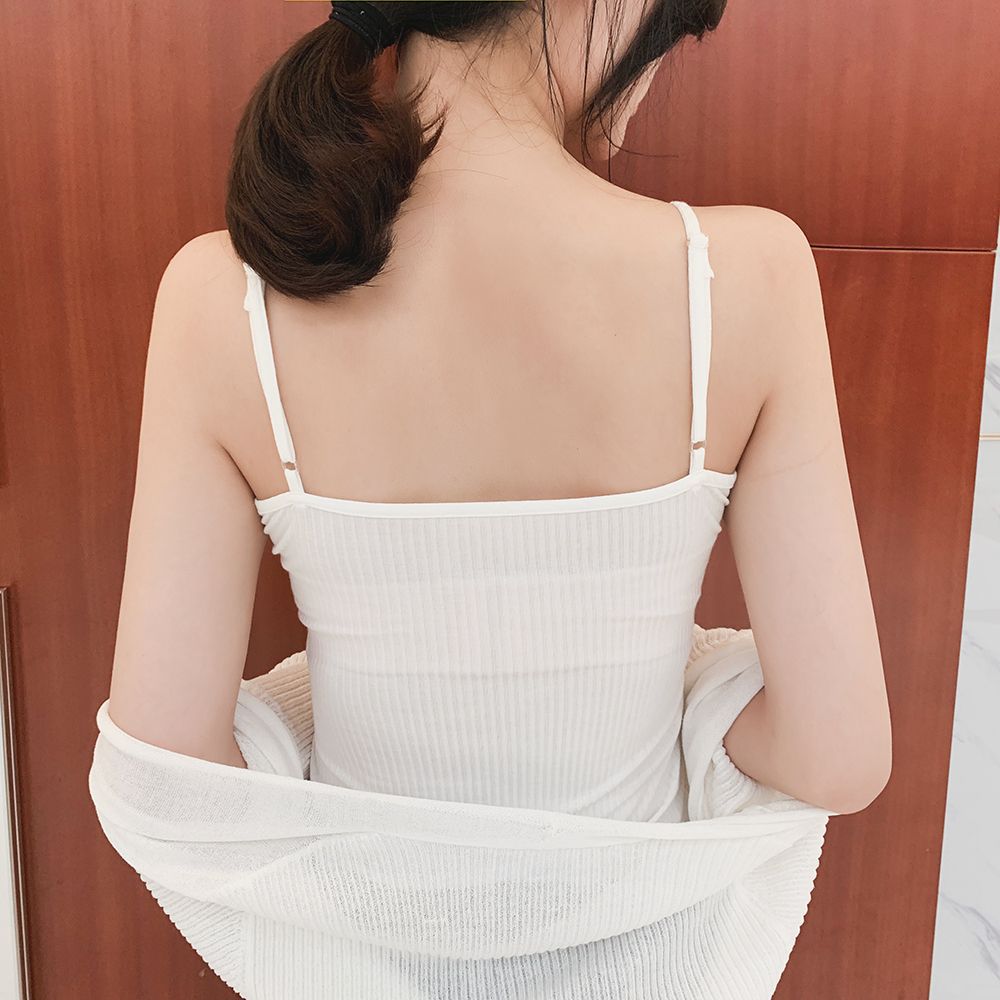 Lace camisole with chest pad French V-neck beauty back wrapped chest outer wear adjustable slim bottoming top for women