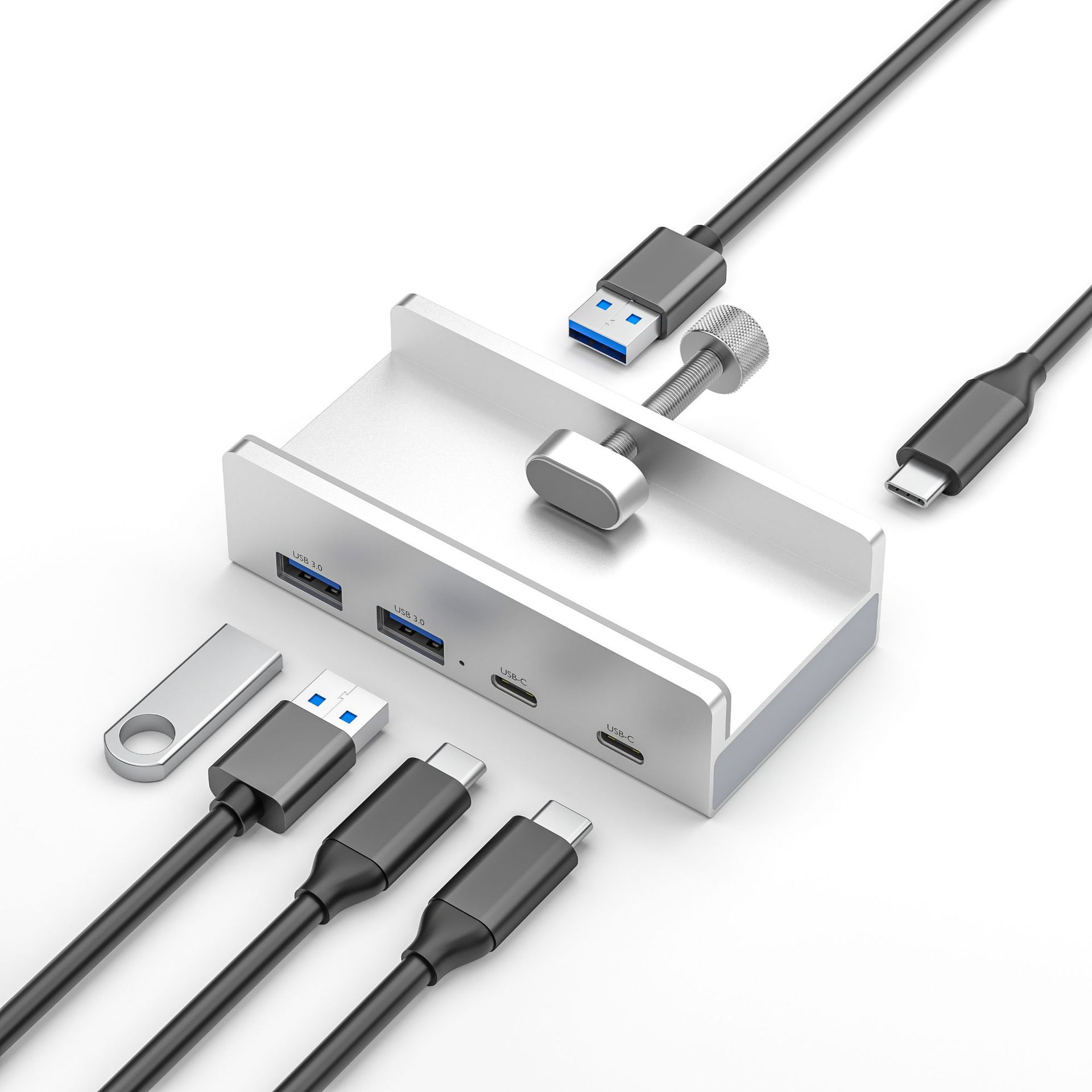 USB3.0hub Док-концентратор из алюминиевого сплава с зажимом на мониторе настольного компьютера ноутбука универсальный
