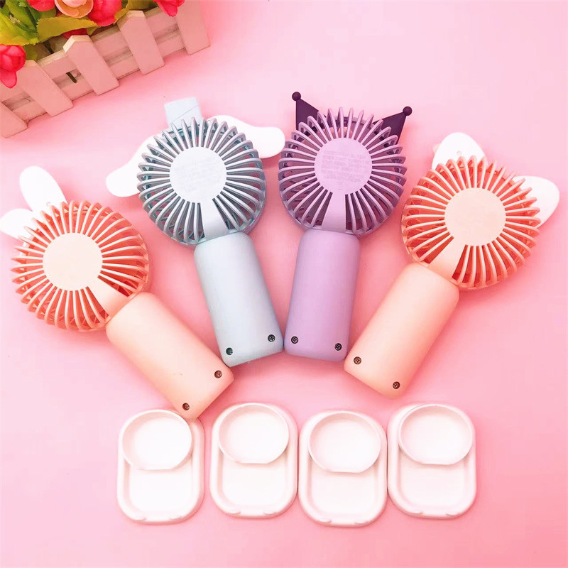 Cartoon usb charging fan cute kulomi big ear dog portable mini children student desktop handheld fan