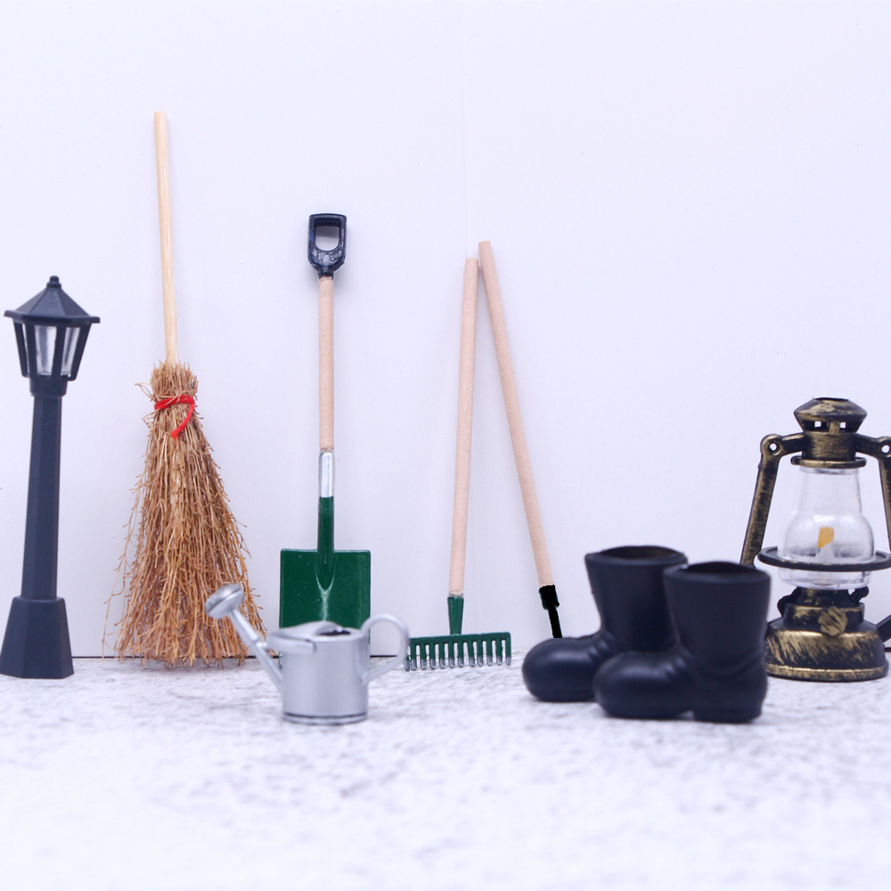 Dollhose doll house garden farm tools OB11 working tools model BJD mini hoe shovel rake