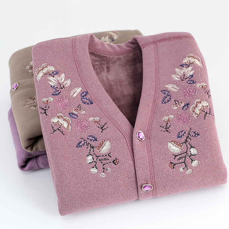 Old vest female autumn and winter grandma wear old vest outer wear mother fleece-lined thickened vest old lady coat