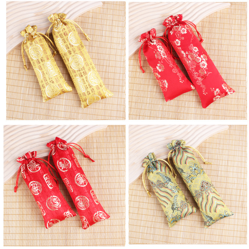 Wholesale Silk Wooden Comb Bag Brocade Play Bag Horn Comb Cord Storage Bag Calligraphy Bag