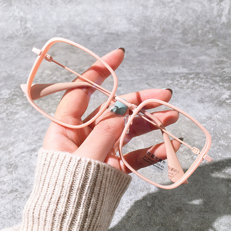 2023 New Anti-blue Light Flat Glasses Unisex Internet Trendy Street Photography Metal Glasses for Men and Women Myopia Glasses