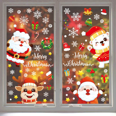 Christmas window stickers 2025 new electrostatic window glass stickers wall stickers snowflake old man cute Christmas stickers