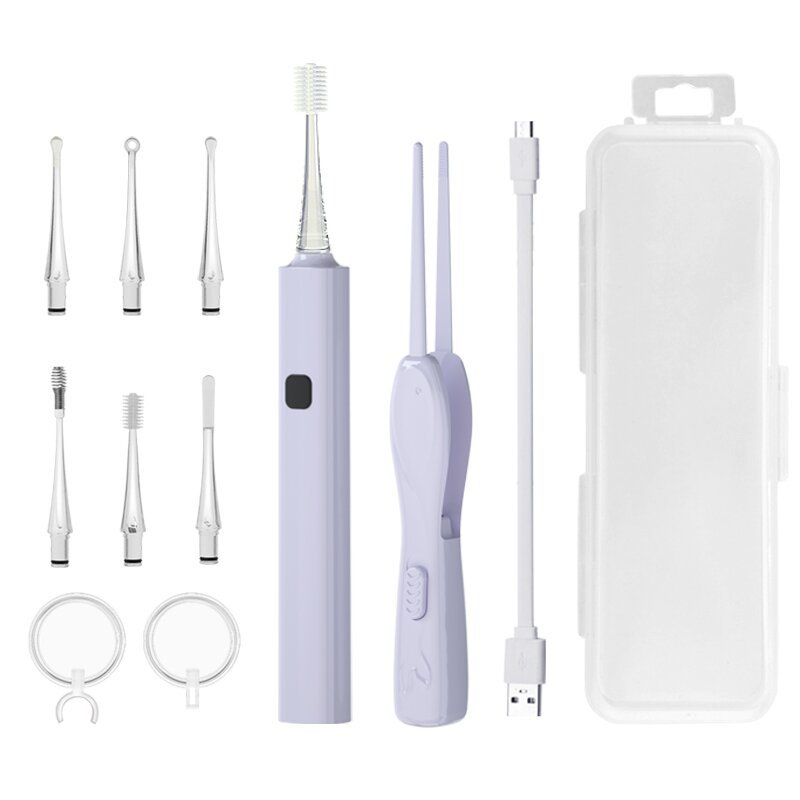 Factory wholesale children's rechargeable luminous ear spoon ear picking artifact ear spoon ear forceps nose excrement clip ear picking tool