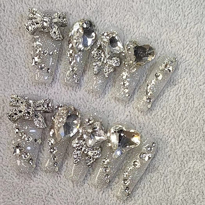 Xi Shiji Nail Art Hand-worn Armor Heavy Industry Full Diamond Flash Removable Fake Nail Sheet 001