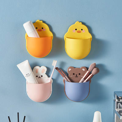 Little Yellow Duck Bathroom Rack Punch-free Wall-mounted Washing Table Toothbrush Makeup Brush Storage Rack Washing Table Rack