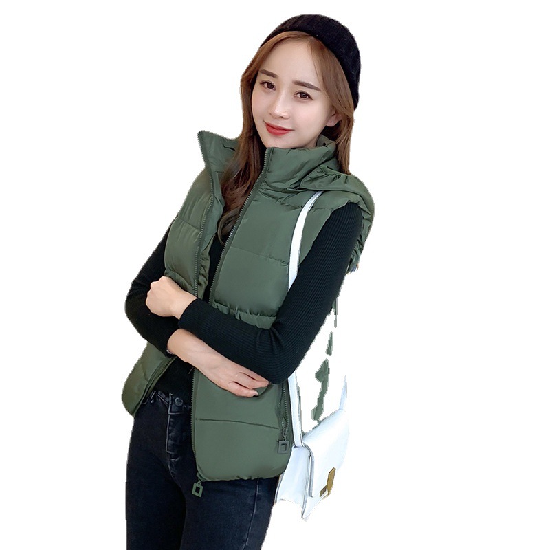 [detachable hat] 2024 autumn and winter women's cotton vest short Korean slim down cotton vest coat tide