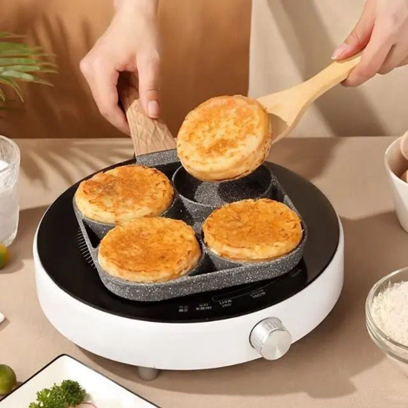 New Maifan Stone Four-hole Egg Pan Flat Bottom Non-stick Egg Pan Mini Frying Pan Breakfast Pan Kitchen Artifact Frying Pan