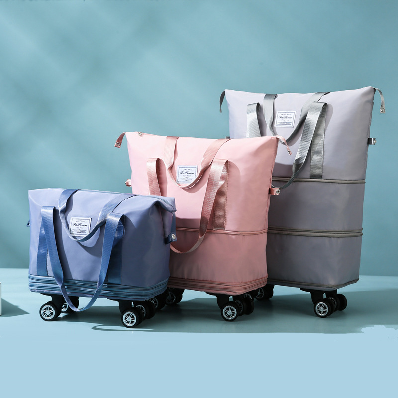 Travel bag large capacity universal wheel student business trip waiting storage bag waterproof wet and dry separation expandable luggage bag