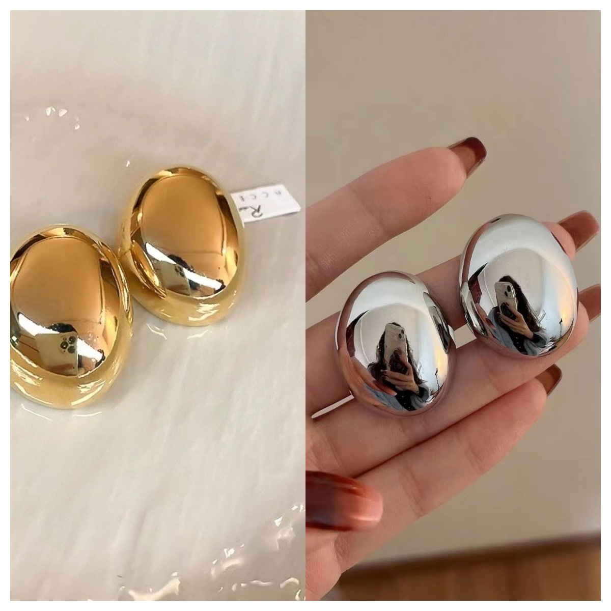 Distinctive Exaggerated Metal Glazed Round Earrings 2023 New Women's Light Luxury Atmospheric Advanced Ear Studs Earrings - ShopShipShake