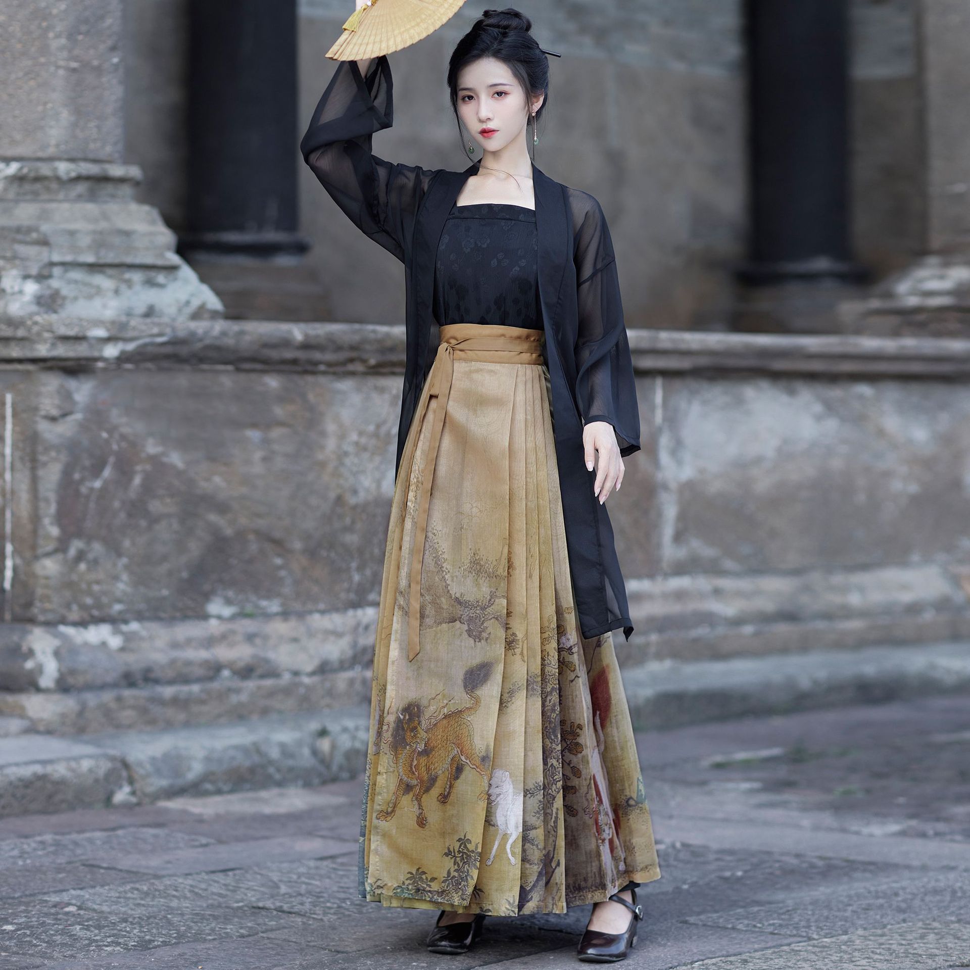 Summer New Shanhaijing Horse Face Skirt Women's Shown Adult Hanfu Cardigan Sling Daily Chinese Elements Daily suit