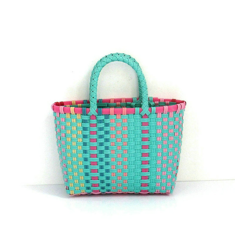 New Small Woven Bag Colorful Plastic Strip Small Square Bag Coin Purse Cute Small Bag Summer Beach Bag Crossbody Bag