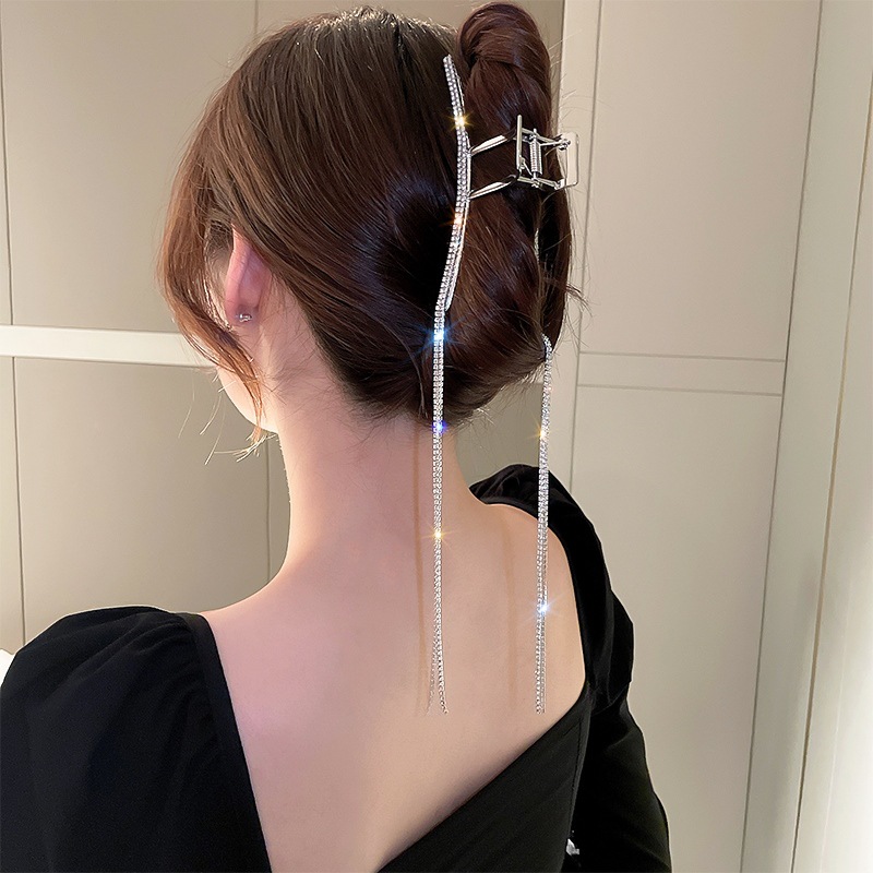 Tassel Grab Clip Women's Head Hairpin 2022 New Summer Internet Celebrity High Sense Large Shark Clip Headwear_voghion.com