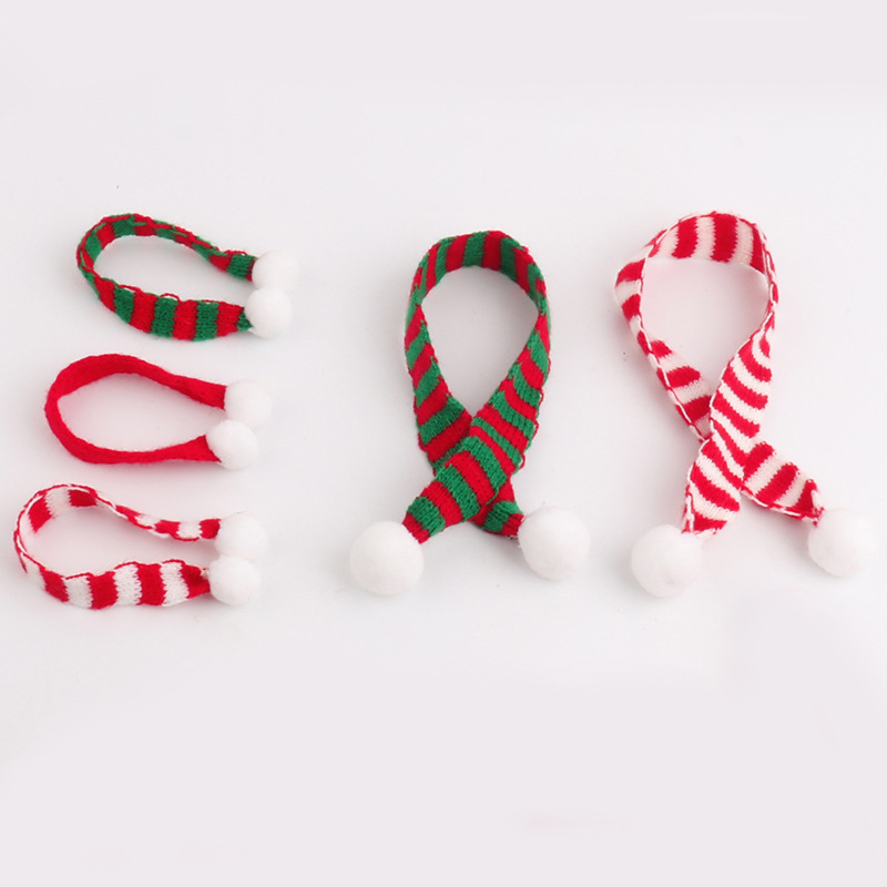 Christmas mini wool small scarf doll knitted scarf accessories Christmas bouquet wine bottle decorations small scarf