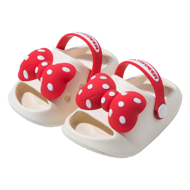 Children's Slippers Summer New Polka Dot Bow Indoor Cartoon Cute Slippers Soft Sole Men's and Women's Hole Shoes for Girls