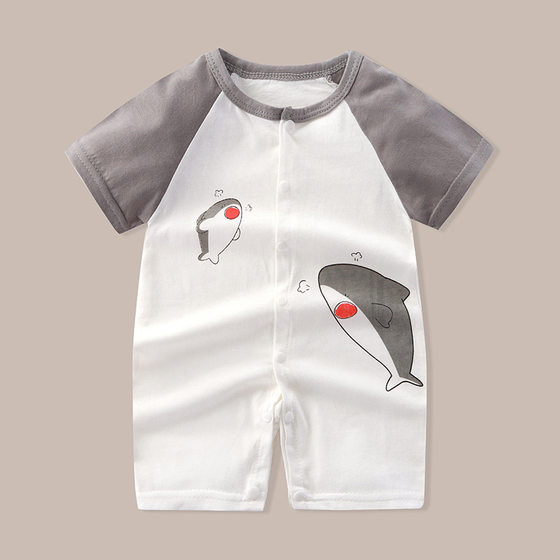 Summer Baby Haili Thin Men's and Women's Baby Body Clothes Cotton Short-sleeved Bag Fat Clothes Newborn Cardigan Climbing Clothes