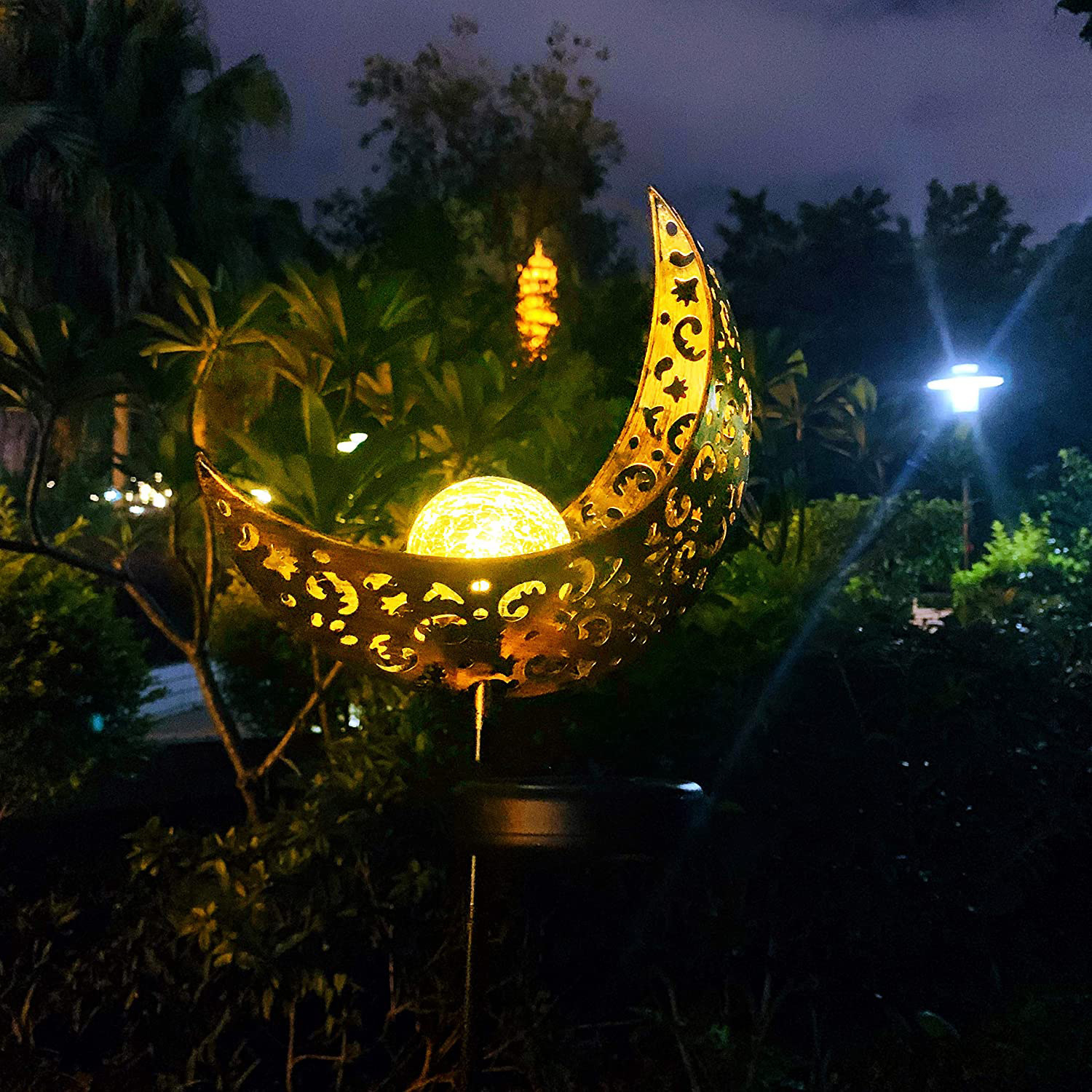 Amazon solar Iron Moon floor insert light outdoor waterproof garden decoration LED garden landscape lawn light
