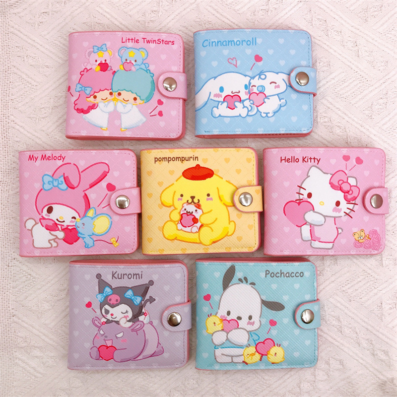 New PU casual short 20% off wallet for primary and secondary school students and children afraid of dog Kurumi with button card holder wallet