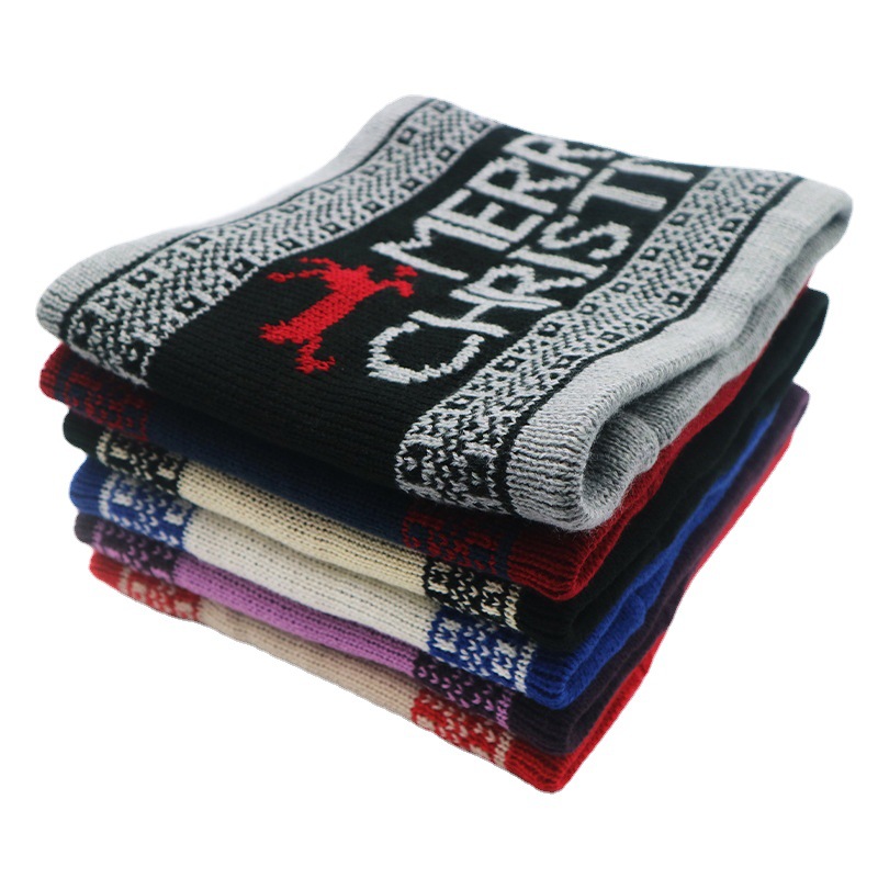 Apparel Accessories fur ball deer Christmas hat scarf suit knitted scarf fleece-lined collar warm Christmas hat_voghion.com