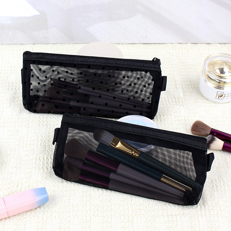 New Japanese and Korean style mesh transparent pencil case cosmetic bag stationery stationery bag simple large capacity pencil bag
